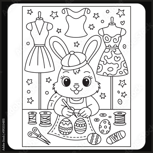 Cozy easter activity coloring book for adults and teens with a cute style.