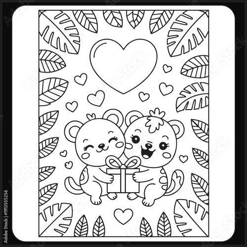 Valentine's Day coloring pages for adults with a cute style.