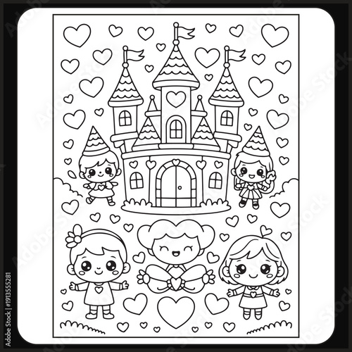 Valentine's Day coloring pages for adults with a cute style.