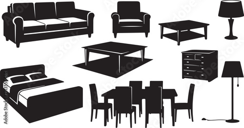 Furniture icons set for home interior design and decoration