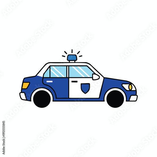 Modern Police Car with Emergency Lights for Law Enforcement and Security Services