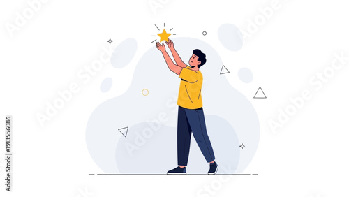 Man Reaching for a Shining Star, Symbolizing Ambition and Success