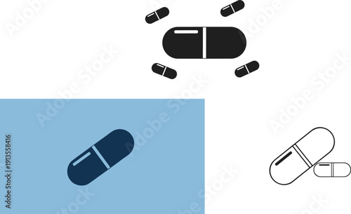 Capsule pill icon composition medical pharmaceutical concept vector illustration isolated