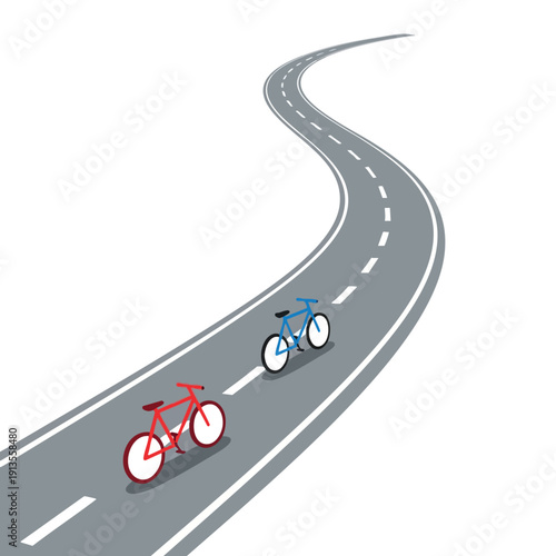 Scenic Road with Bicycles for Outdoor Recreation and Active Lifestyle