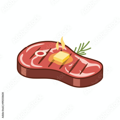 Delicious Raw Meat Steak with Herb Garnish and Butter for Cooking or Presentation