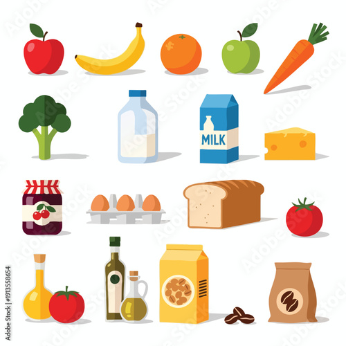 Fresh Fruits Vegetables and Dairy Products for Healthy Eating and Nutrition