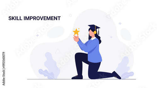 Student Achieving Success with Skill Improvement and Star Symbol