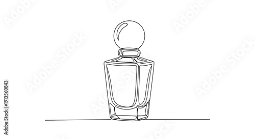 Perfume Bottle Continuous Line Art Drawing Isolated on White Background