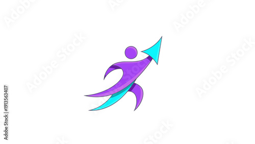 Abstract Human Figure with Upward Arrow Symbolizing Progress.