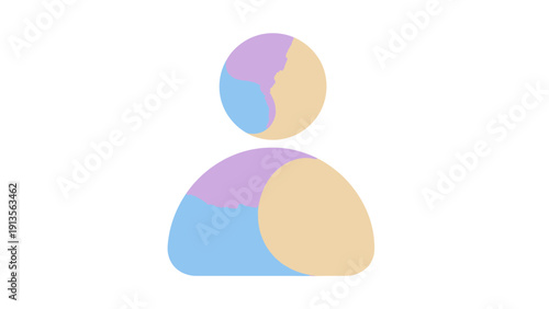 Abstract Human Icon with Pastel Color Blocks.