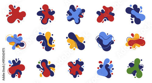 Abstract colorful liquid shapes, modern graphic design elements