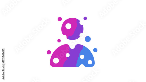 Abstract Humanoid Figure with Bubbles and Gradient Colors.