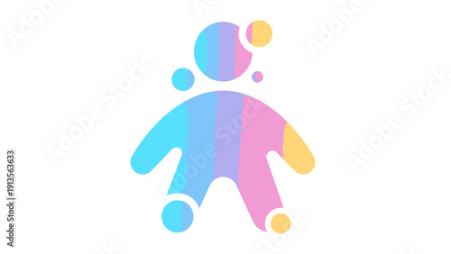 Abstract Humanoid Figure with Colorful Bubbles.