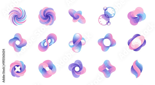 Abstract fluid gradient shapes set. Modern colorful organic elements for design and branding.