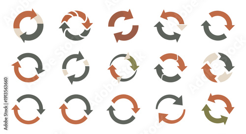 Circular Arrow Icons Set: Refresh, Reload, and Cycle Symbols Collection