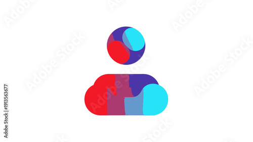 Abstract Humanoid Figure with Colorful Geometric Shapes.