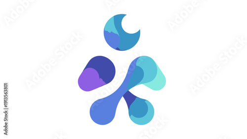 Abstract Humanoid Figure with Crescent Moon Head.