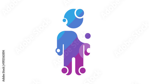 Abstract Humanoid Figure with Gradient Colors and Circles.