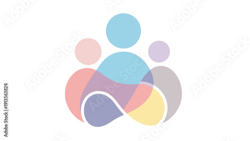 Abstract representation of diverse people collaborating together.