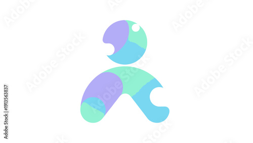 Abstract Humanoid Figure with Pastel Color Blocks.
