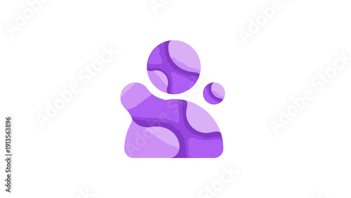 Abstract Humanoid Figure with Purple Organic Shapes.