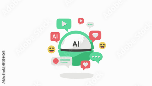 Artificial Intelligence Chatbot with Social Media Icons.