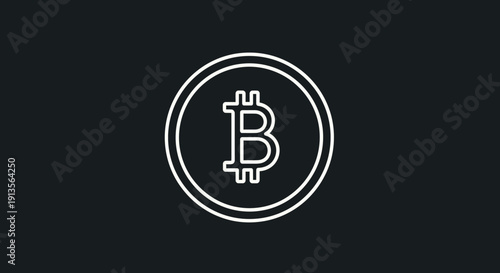 Bitcoin Cryptocurrency Digital Coin Symbol Outline Icon.