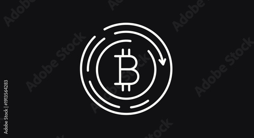Bitcoin Cryptocurrency Digital Coin Symbol with Circular Arrows.