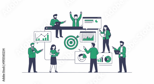 Business Team Collaborating on Strategy and Data Analysis.