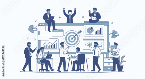 Business Team Collaborating on Strategy and Data Analysis.