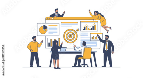 Business Team Collaborating on Strategy and Data Analysis.