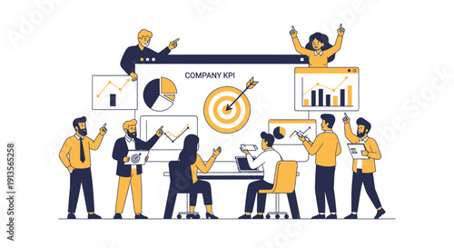 Business Team Collaborating on Strategy and Data Analysis.
