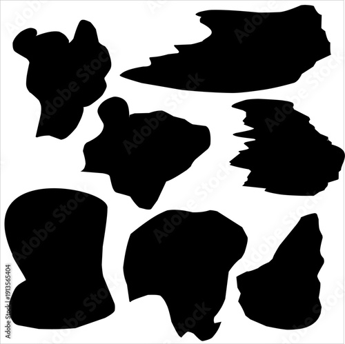 Random Abstract liquid organic black irregular blotch shapes flat style design fluid vector illustration set banner simpleshape template for presentation design, flyer, isolated on white background