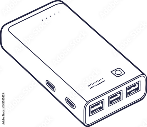 Power Bank or charging station - vector editable line icon