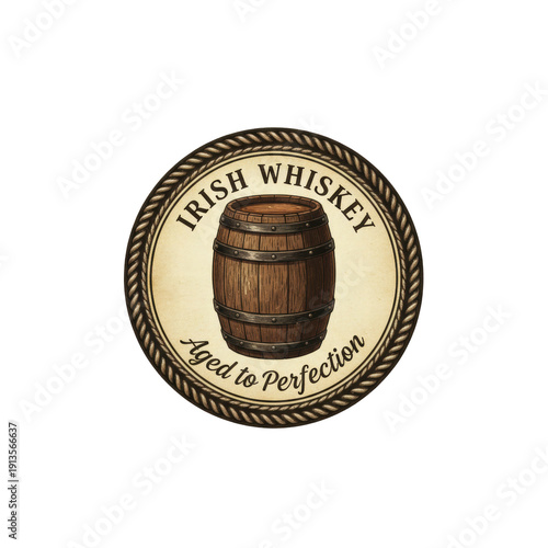 Irish whiskey barrel aged to perfection emblem