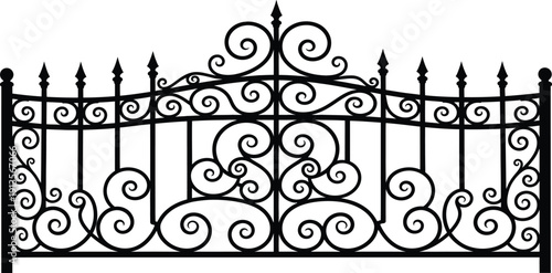 Ornate wrought iron gate with scrollwork design