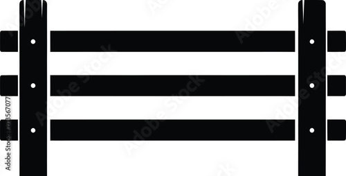 A simple black wooden fence with three horizontal rails