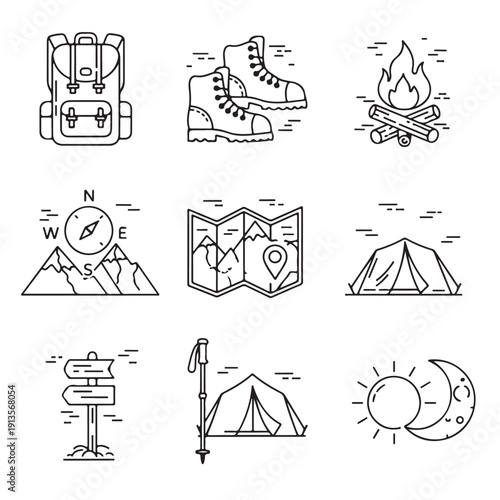 Set of hand drawn Native American Indian illustrations in cartoon vector sketch style with icons and doodle design elements