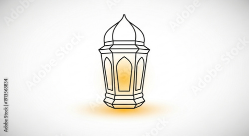 Elegant lantern with dome top glowing softly on white background