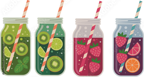 smoothie, detox, juice, fruit, kiwi, lime, strawberry, orange, mint, fresh, healthy, beverage, summer, drink, vitamin, organic, cold, refreshment, bottle, cocktail