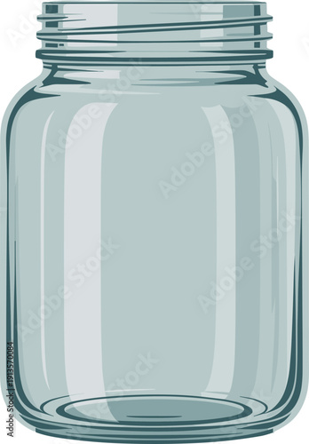 glass, jar, container, empty, storage, transparent, kitchen, bottle, preserve, mason, household, vector, illustration, isolated, design, object, canning, minimal, clear, template