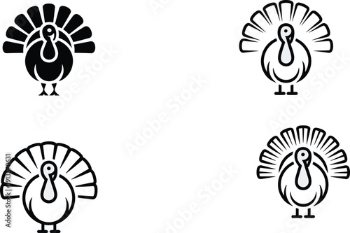 turkey, silhouette, icon, bird, thanksgiving, animal, vector, black, farm, poultry, autumn, harvest, isolated, clipart, mascot, symbol, illustration, set, graphic, design