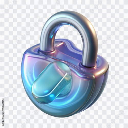 3D Jelly Lock Icon | Playful Security Symbol With Transparent Gel Material