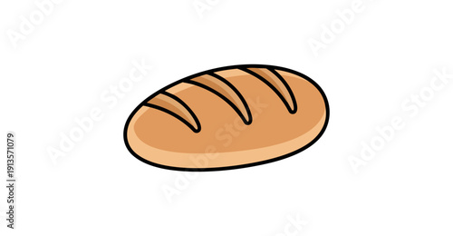 Freshly baked bread loaf isolated on black background vector illustration