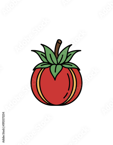 Stylized tomato illustration on black background