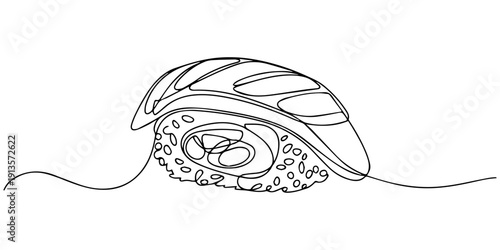 Salmon Sushi Roll with Fresh continuous one line drawing, Sushi in one line drawing. Minimalist Japanese food illustration, Continuous one line of sushi rolls, symbolizing precision and freshness