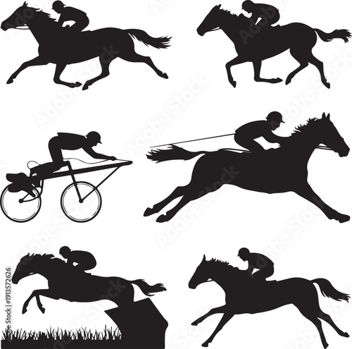 Horse Silhouette Illustration – Elegant Running Horse in Black and White