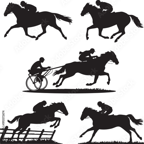 Horse Silhouette Illustration – Elegant Running Horse in Black and White
