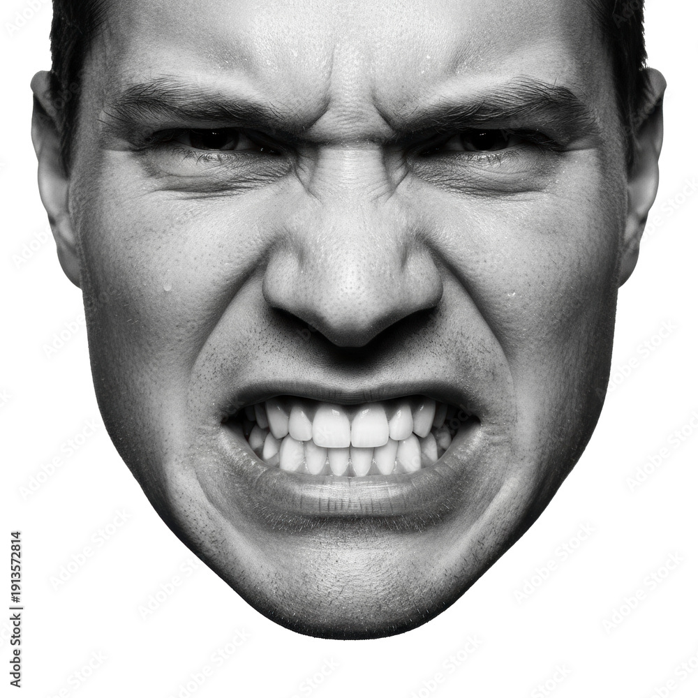 Obraz premium Man Grimacing Angrily