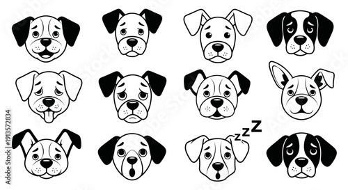 Cute Dog Faces Collection - Different Emotions and Expressions